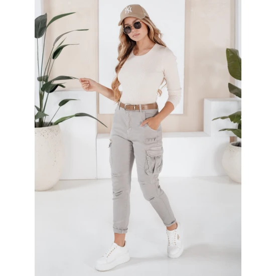 Moteriškos pilkos spalvos kelnės Cargo