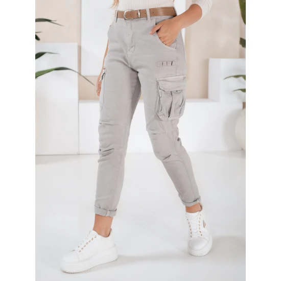 Moteriškos pilkos spalvos kelnės Cargo