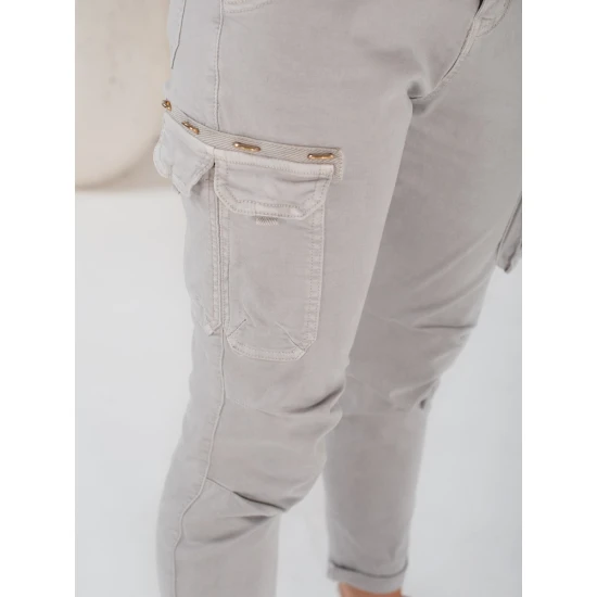 Moteriškos pilkos spalvos kelnės Cargo