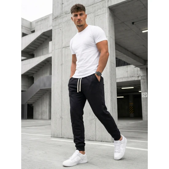 Vyriškos juodos spalvos kelnės Base Laisvalaikio kelnės