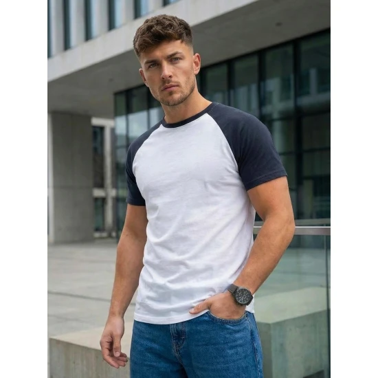 Vyriški balti/tamsiai mėlyni marškinėliai Dilan Marškinėliai