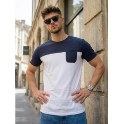 Vyriški balti/tamsiai mėlyni marškinėliai Billy