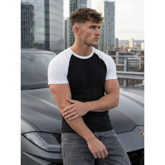 Vyriški juodi/balti marškinėliai Arnol Marškinėliai