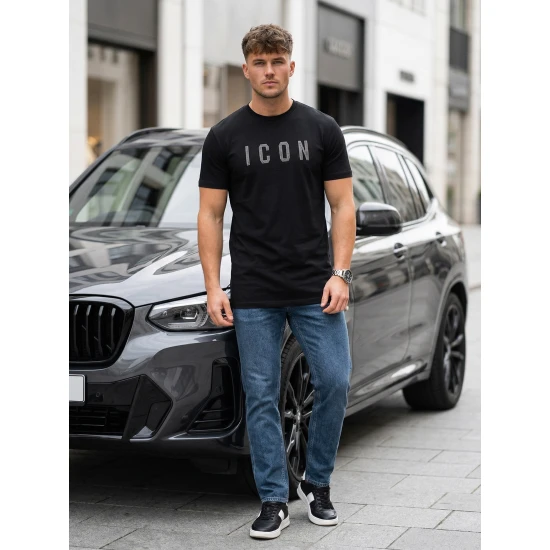 Vyriški juodi marškinėliai Max Marškinėliai su užrašais