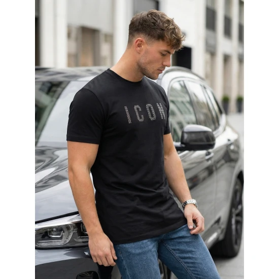 Vyriški juodi marškinėliai Max Marškinėliai su užrašais