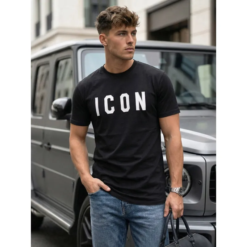 Vyriški juodi marškinėliai Icon Marškinėliai su užrašais