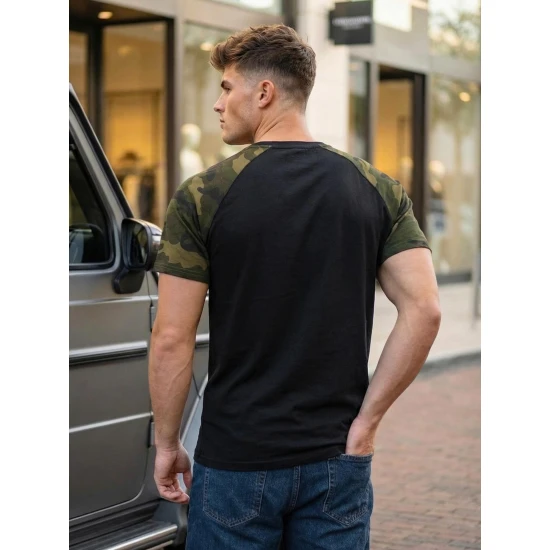 Vyriški juodi/kamufliažiniai marškinėliai Arnol Marškinėliai
