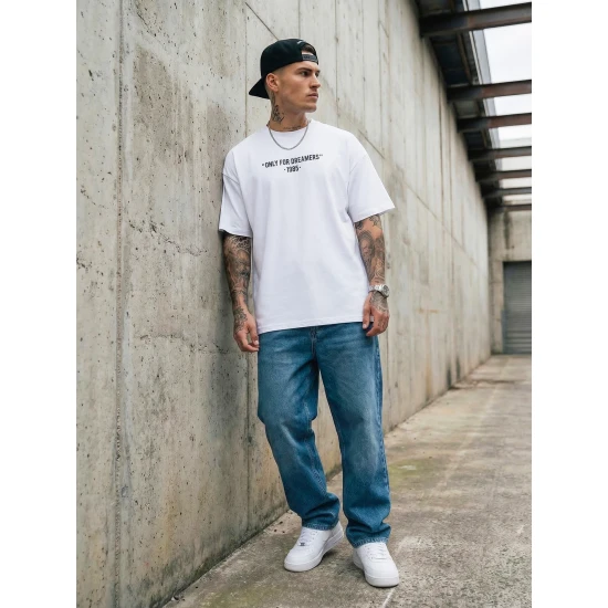 Vyriški balti oversize marškinėliai Dreamers Marškinėliai su užrašais
