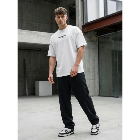 Vyriški balti oversize marškinėliai Fantastic Marškinėliai su užrašais