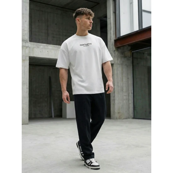 Vyriški balti oversize marškinėliai Fantastic Marškinėliai su užrašais