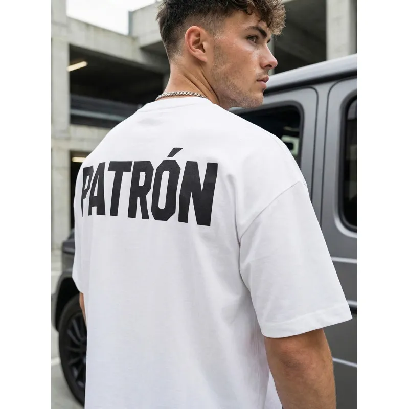 Meeste valge särk Patron T-särk loosungitega