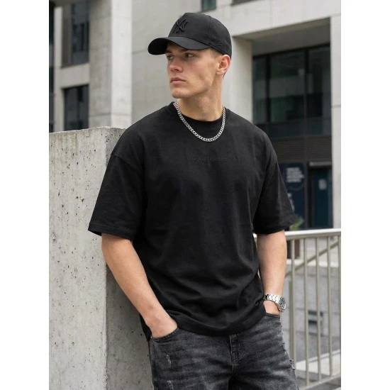 Vyriški juodi oversize marškinėliai Perfect Marškinėliai su užrašais