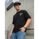 Vyriški juodi oversize marškinėliai Jevin Marškinėliai su užrašais