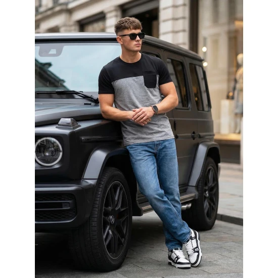 Vyriški pilki/juodi marškinėliai Billy Marškinėliai