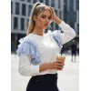 Moteriškas baltas džemperis Fancy Džemperiai be gobtuvo