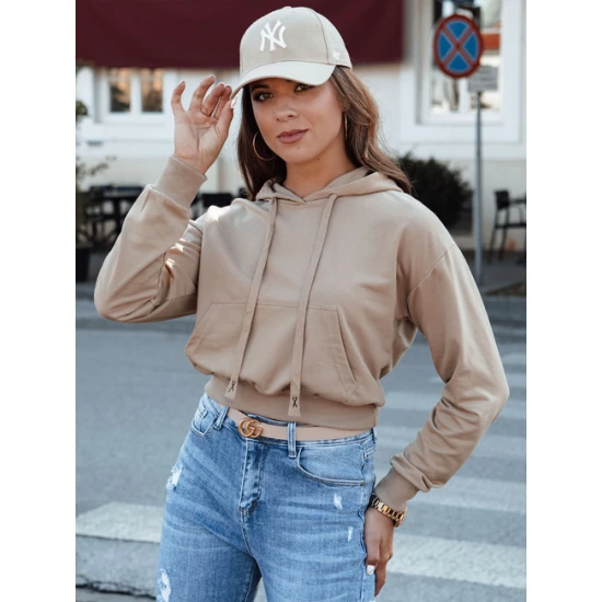 Moteriškas rusvas džemperis su gobtuvu Trend