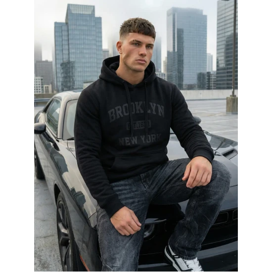 Juodas džemperis su gobtuvu Brooklyn Džemperiai su gobtuvu