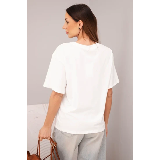 Moteriški balti marškinėliai trumpomis Elin Vienspalviai moteriški marškinėliai