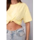 Moteriški geltoni marškinėliai trumpomis Elin Vienspalviai moteriški marškinėliai