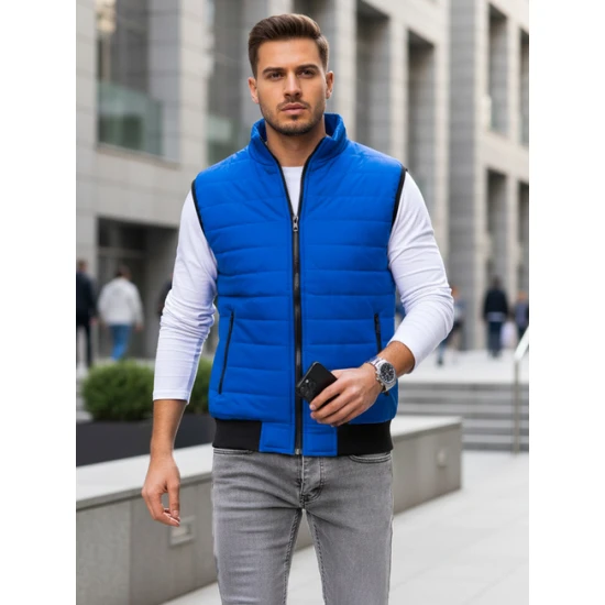 Dygsniuota vyriška mėlyna liemenė Lider Liemenės