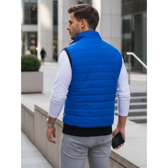 Dygsniuota vyriška mėlyna liemenė Lider Liemenės