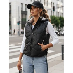 Moteriška juoda liemenė su gobtuvu Teros