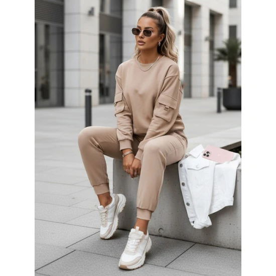 Moteriškas rusvas laisvalaikio komplektas Daval Moteriški komplektai