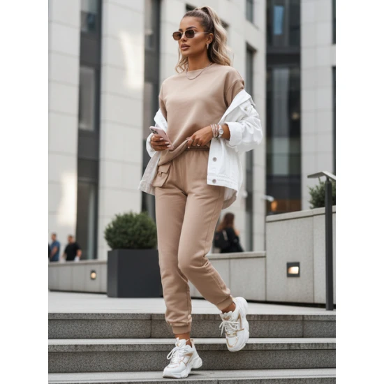 Moteriškas rusvas laisvalaikio komplektas Daval Moteriški komplektai