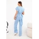 Moteriškas mėlynas komplektas plačiomis kelnėmis Floren Moteriški komplektai