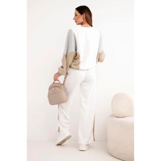 Moteriškas dviejų spalvų laisvalaikio komplektas su tamsiai rusvu intarpu Gabi Moteriški komplektai