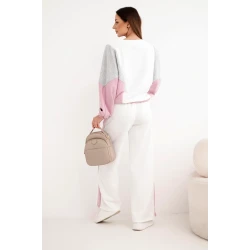 Moteriškas dviejų spalvų laisvalaikio komplektas su tamsiai rožiniu intarpu Gabi