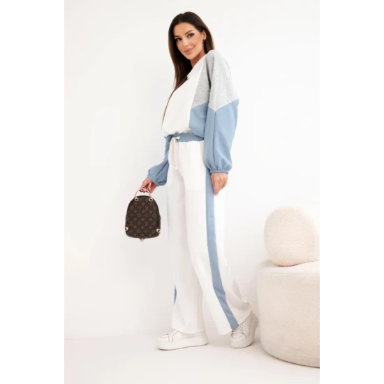 Moteriškas dviejų spalvų laisvalaikio komplektas su mėlynu intarpu Gabi Moteriški komplektai