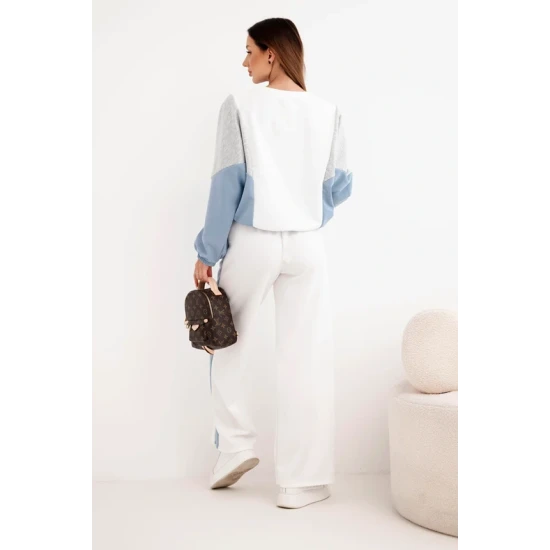 Moteriškas dviejų spalvų laisvalaikio komplektas su mėlynu intarpu Gabi Moteriški komplektai