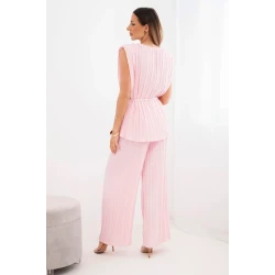 Moteriškas šviesiai rožinis klostuotas komplektas Nici