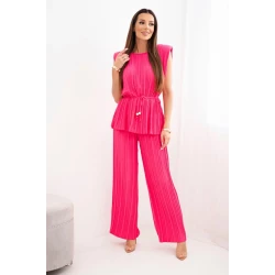 Moteriškas ryškiai rožinis klostuotas komplektas Nici