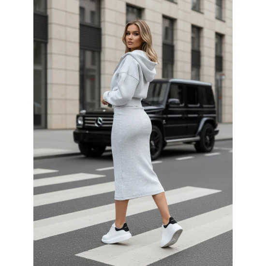 Moteriškas pilkas laisvalaikio komplektas Misti Moteriški komplektai