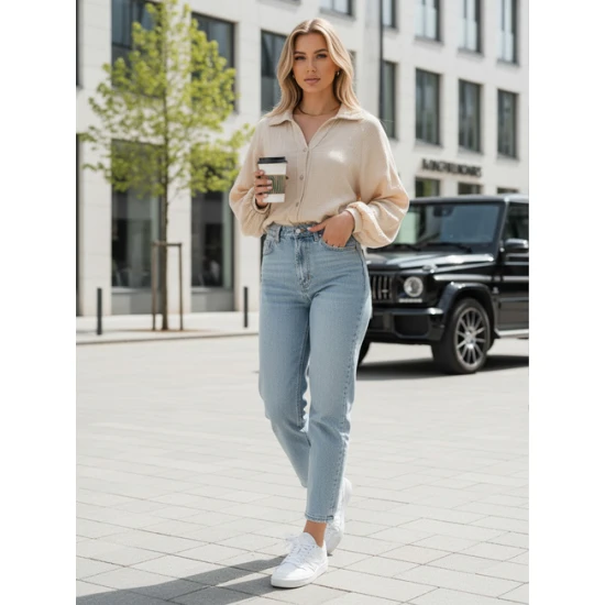 Moteriški muslino rusvi marškiniai Musline Moteriški marškiniai