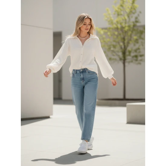 Moteriški muslino kreminiai marškiniai Musline Moteriški marškiniai