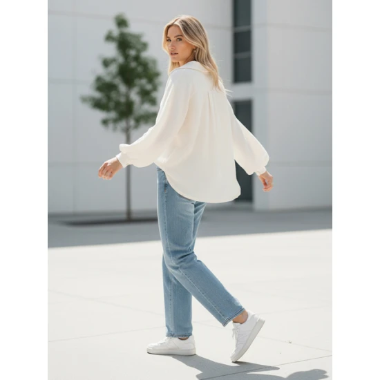 Moteriški muslino kreminiai marškiniai Musline Moteriški marškiniai