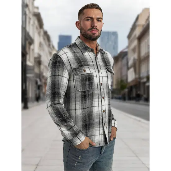 Vyriški juodi/balti flaneliniai marškiniai Cory Marškiniai