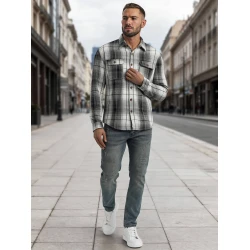 Vyriški juodi/balti flaneliniai marškiniai Cory
