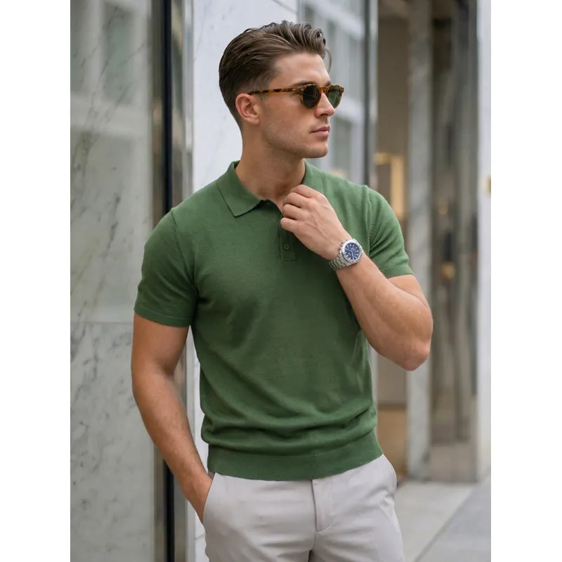 Męska zielona koszulka polo Vibe Koszulka POLO