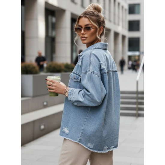 Moteriška mėlyna džinsinė striukė Tona Moteriškos striukės