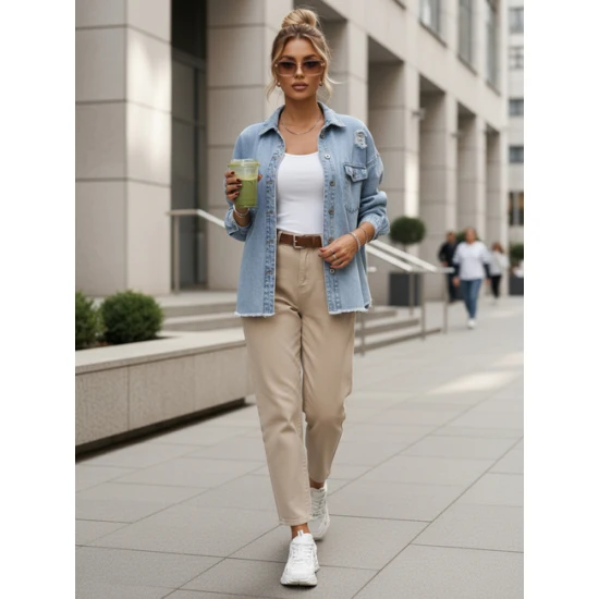 Moteriška mėlyna džinsinė striukė Tona Moteriškos striukės