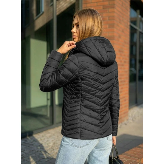 Moteriška juodos spalvos striukė su gobtuvu Enit Moteriškos striukės