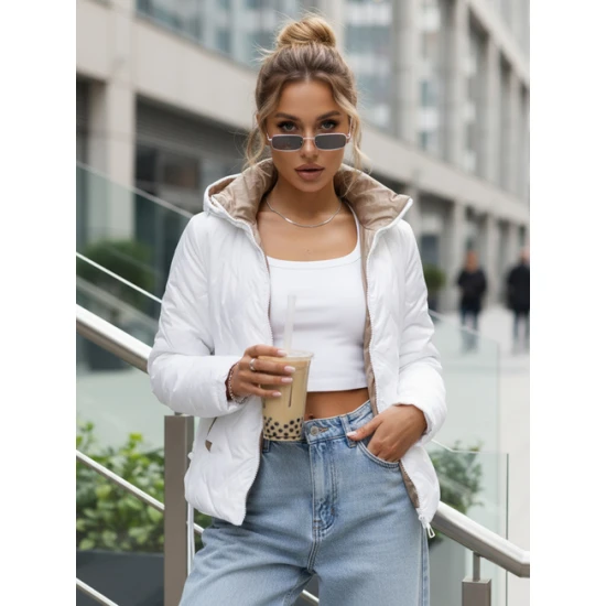 Moteriška dygsniuota balta striukė Moli Moteriškos striukės