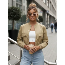 Damska przejściowa kurtka bomberka Keli w kolorze jasnobrązowym
