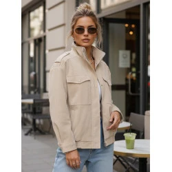 Damska kurtka bomberka z zamszu w kolorze piaskowym marki Silin
