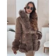 Moteriška tamsiai ruda striukė su kailiu City