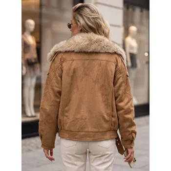 Women’s brown jacket with fur trim by Hill